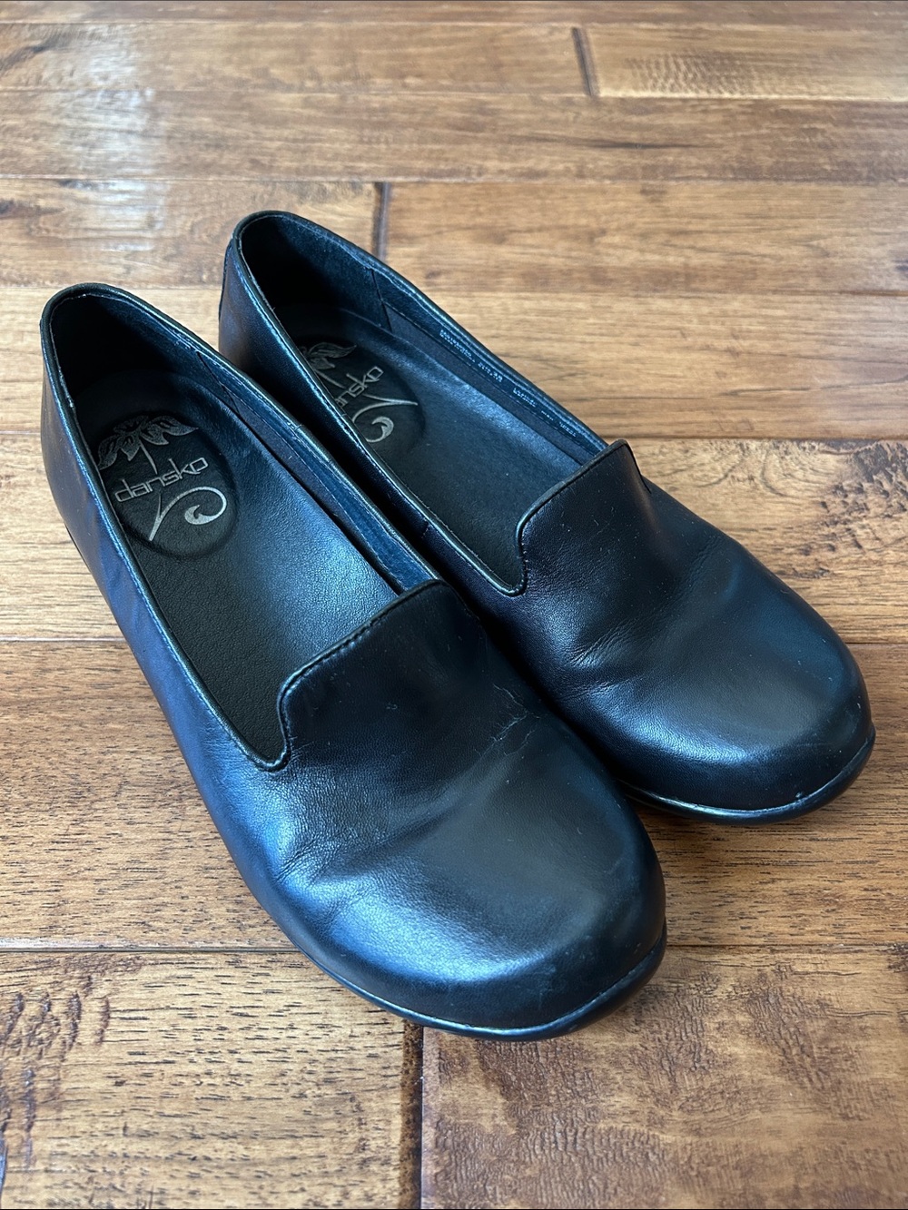 Dansko Olivia Loafers Slip On Comfort Shoes Black Leather Size 38
